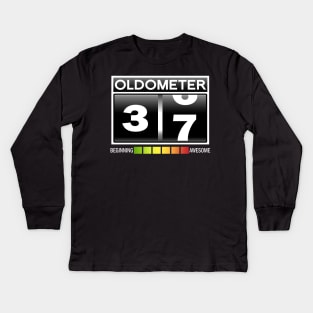 Oldometer 37 Awesome Since 1983 Funny 37th Birthday Gift Kids Long Sleeve T-Shirt